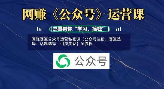 网创赛道公众号运营私密课【公众号注册、赛道选择、话题选择、引流变现】全流程|HOOK协议网