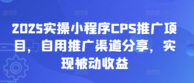 2025实操小程序CPS推广项目，自用推广渠道分享，实现被动收益|HOOK协议网