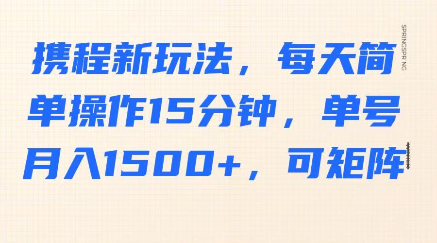 携程新玩法，每天简单操作15分钟，单号月入1500+，可矩阵|HOOK协议网