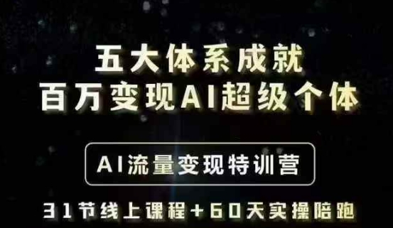 五大体系成就百万变现AI超级个体- AI流量变现特训营，一步一步教你一个人怎么年入百W|HOOK协议网