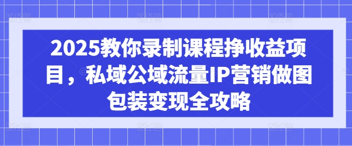2025教你录制课程挣收益项目，私域公域流量IP营销做图包装变现全攻略|HOOK协议网