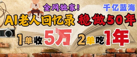AI帮老人写回忆录，可以稳做50年的蓝海赛道，一单收2-3W，2单吃一年，长久可持续|HOOK协议网