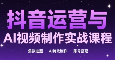 抖音运营与AI视频制作实战课程，爆款选题-AI特效制作-账号搭建|HOOK协议网