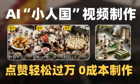 爆款1000W+播放微缩景观迷你小人国AI视频0成本制作全流程教学|HOOK协议网