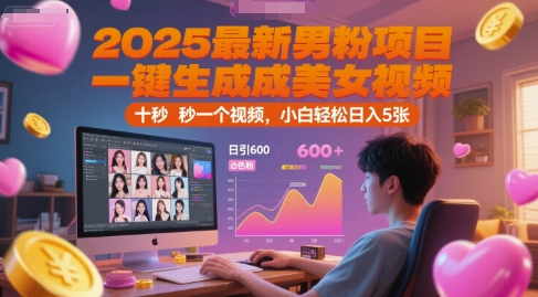 2025最新男粉项目，一键生成美女视频，日引600+色粉 十秒一个视频，小白轻松日入5张【揭秘】|HOOK协议网