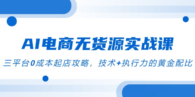 AI电商无货源实战课，三平台0成本起店攻略，技术+执行力的黄金配比|HOOK协议网