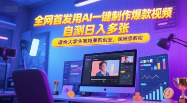全网首发用AI一键制作爆款视频，自测日入多张，适合大学生宝妈兼职创业，保姆级教程|HOOK协议网