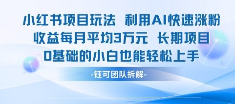 适合小白操作的小红书新项目，利用AI快速涨粉，收益每月平均1W+|HOOK协议网