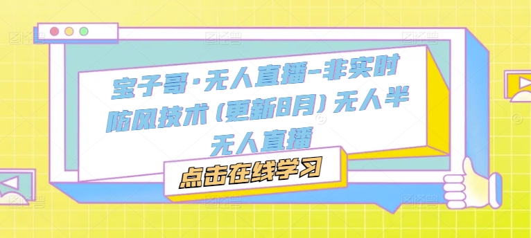 宝子哥·无人直播-非实时防风技术(更新25年6月)无人半无人直播|HOOK协议网