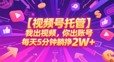 【视频号托管 】我出视频，你出账号，每天5分钟发布，最高躺挣2W+【揭秘】|HOOK协议网