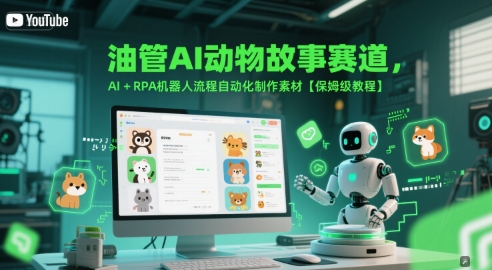 油管AI动物故事赛道，AI+RPA机器人流程自动化制作素材【保姆级教程】|HOOK协议网