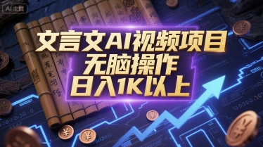 文言文AI视频项目，无脑操作，日入1K以上|HOOK协议网