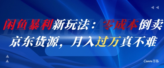 闲鱼暴利新玩法：零成本倒卖京东货源，月入过1W真不难|HOOK协议网
