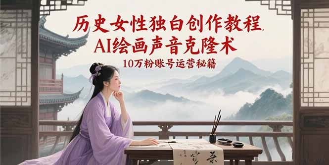 历史女性独白创作教程，AI绘画声音克隆术，10万粉账号运营秘籍|HOOK协议网