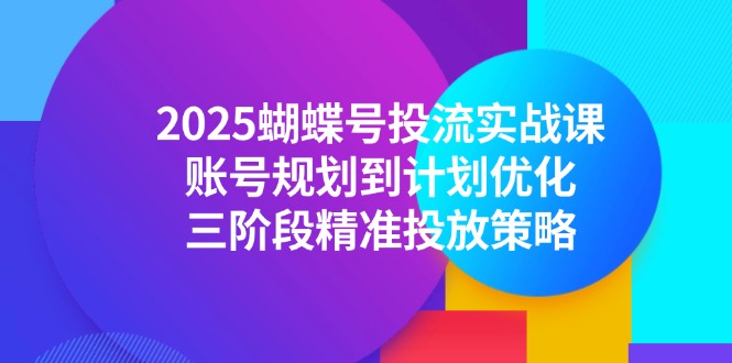 2025蝴蝶号投流实战课，账号规划到计划优化，三阶段精准投放策略|HOOK协议网
