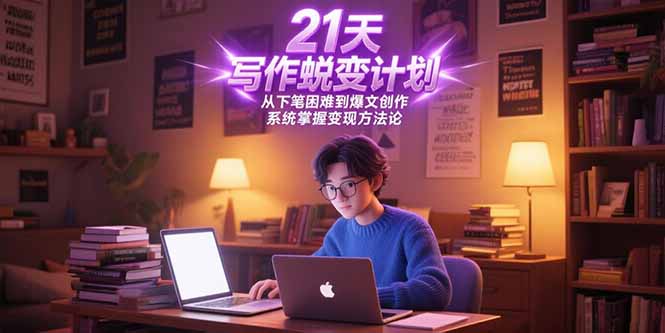 21天写作蜕变计划，从下笔困难到爆文创作，系统掌握变现方法论|HOOK协议网