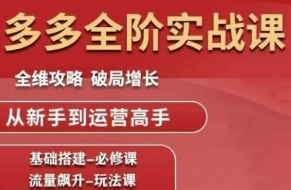 拼多多全阶实战课程，全维攻略，破局增长，从新手到运营高手|HOOK协议网