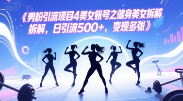男粉引流项目4美女账号之健身美女拆解，日引流500+，变现多张|HOOK协议网