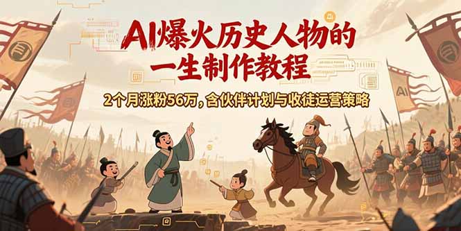 AI历史人物赛道课程，2个月涨粉56万，含伙伴计划与收徒运营策略|HOOK协议网