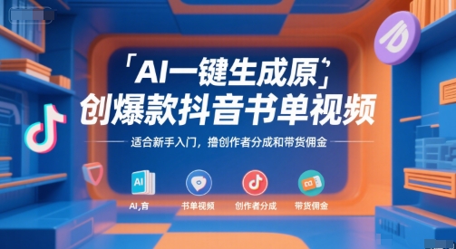 AI一键生成原创爆款抖音书单视频，适合新手入门，撸创作者分成和带货佣金【揭秘】|HOOK协议网