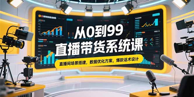 从0到99直播带货系统课，直播间场景搭建，数据优化方案，爆款话术设计|HOOK协议网